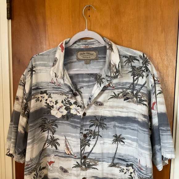 Men's Palm Island Clothing Co Short Sleeved Hawaiian Button Down Shirt Sz L - Picture 2 of 13